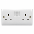 Convex Slim White 13A Twin Switched Socket - Single Pole