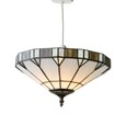Cream Stained Glass Uplighter - Tiffany Style Pendant Light Shade
