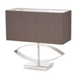 Endon Tramini Modern Table Lamp - Silver Plate - Rectangular Taupe Shade