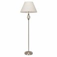Kingswood Barley Twist Traditional Floor Lamp - Satin Silver with Cream Shade
