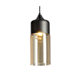 Harmony Matt Black Modern Designer Ceiling Pendant With Amber Glass Shade