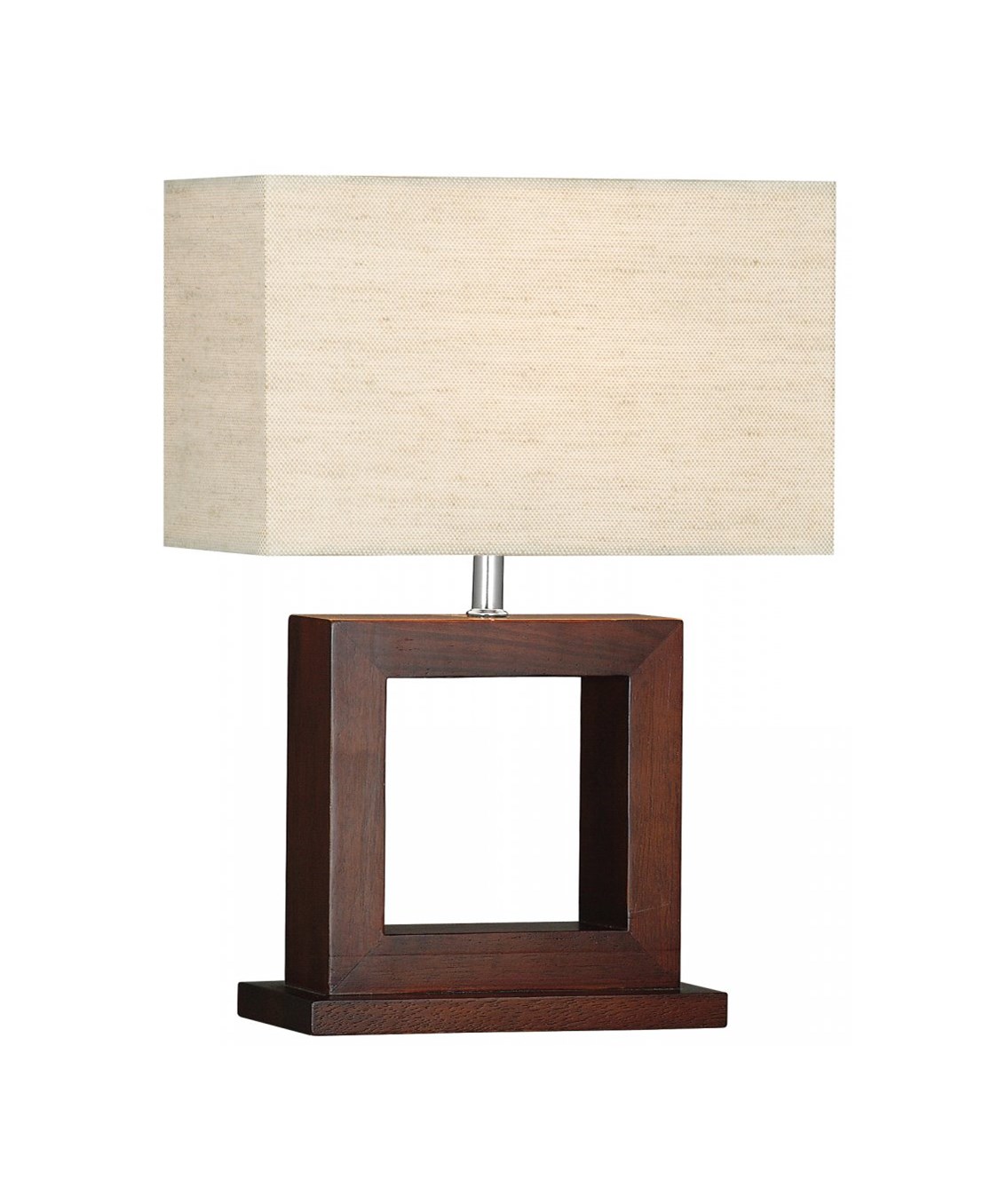 Searchlight Cosmopolitan Dark Wood Square Table Lamp Cream Oblong Shade