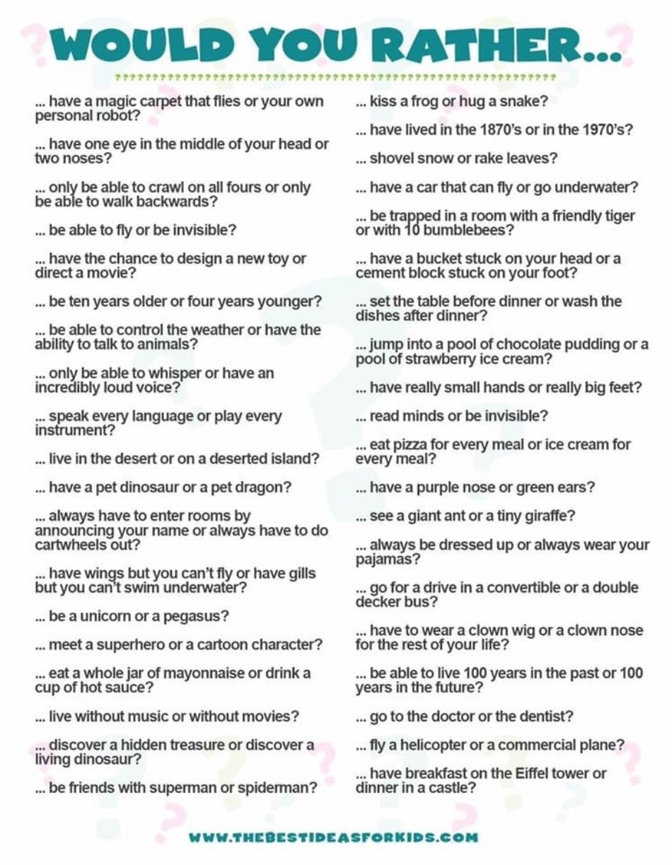 Get stuck into our 'would you rather' quiz