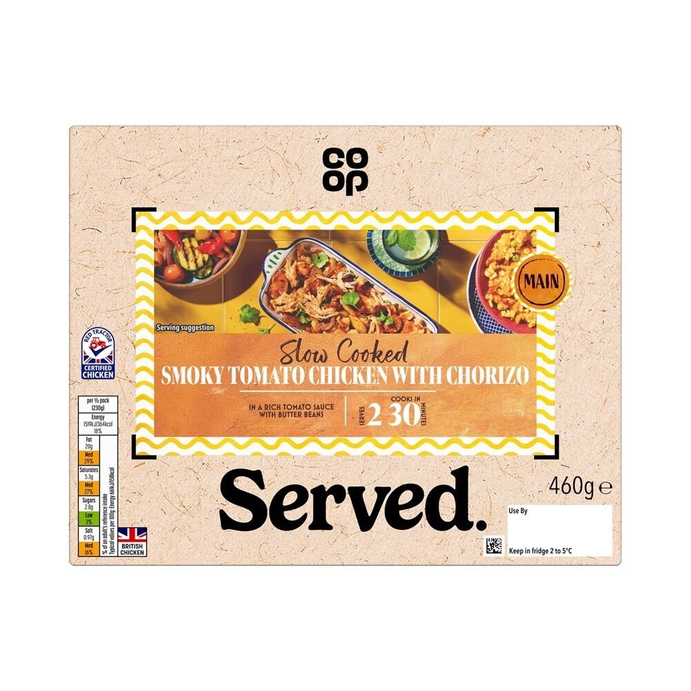 5000129402179 Served Mediterranean Slow Cooked Smoky Tomato Chicken with Chorizo 36357