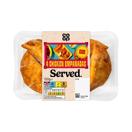 MAN 101668 021 5000129400496 P0526 Served Mexican Chicken Empanadas 100g ID 36135