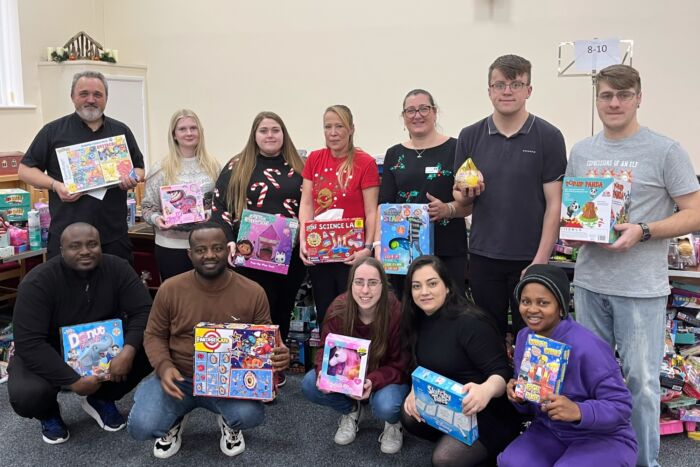 Lincolnshire Co op colleagues present wrapping in Market Rasen