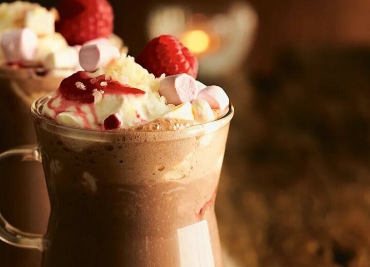 Popping raspberry hot chocolate