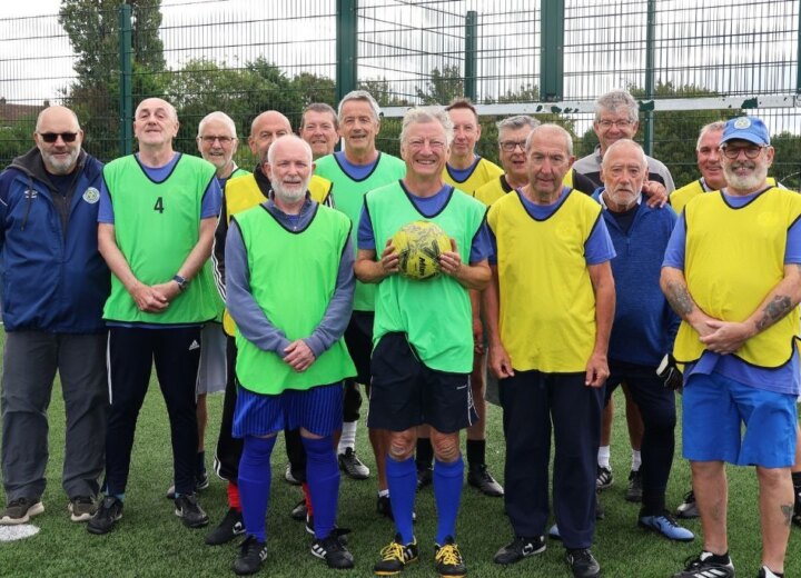 Walking football group shot