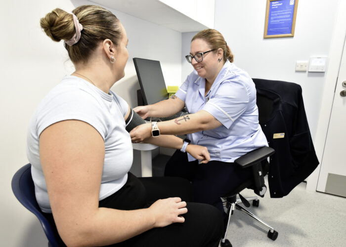 Patient getting a blood pressure check