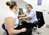 Patient getting a blood pressure check