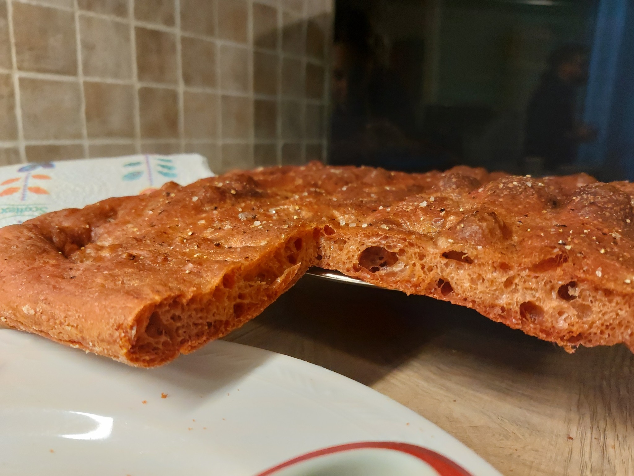 Pink focaccia