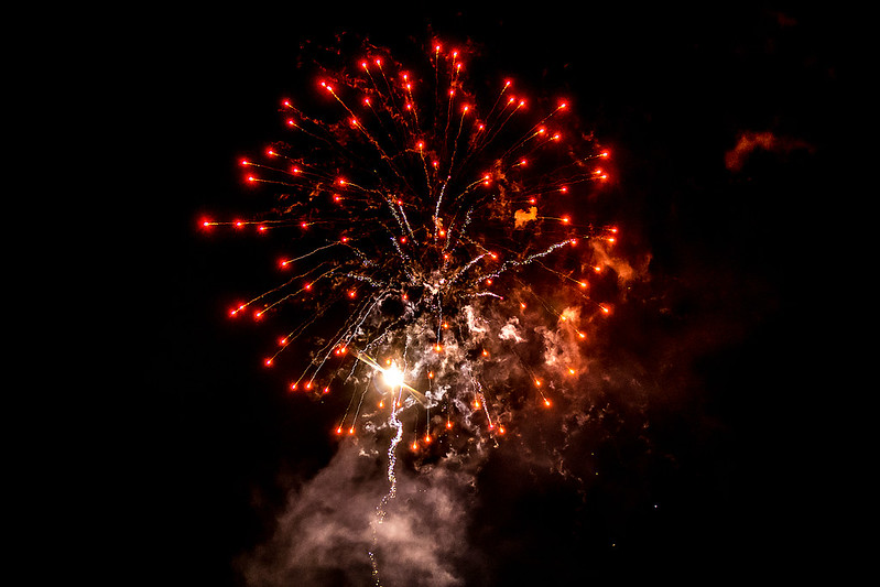 blue poster with white fireworks yellow and blue text saying yateley fireworks Fiesta on Saturday 8th November 2025