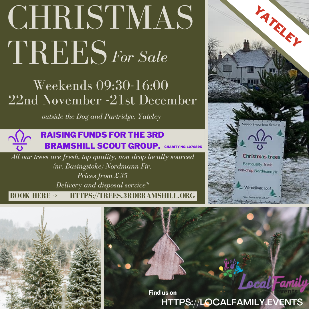 Christmas wreath poster with people making wreaths outdoors on a table filled with winter leaves