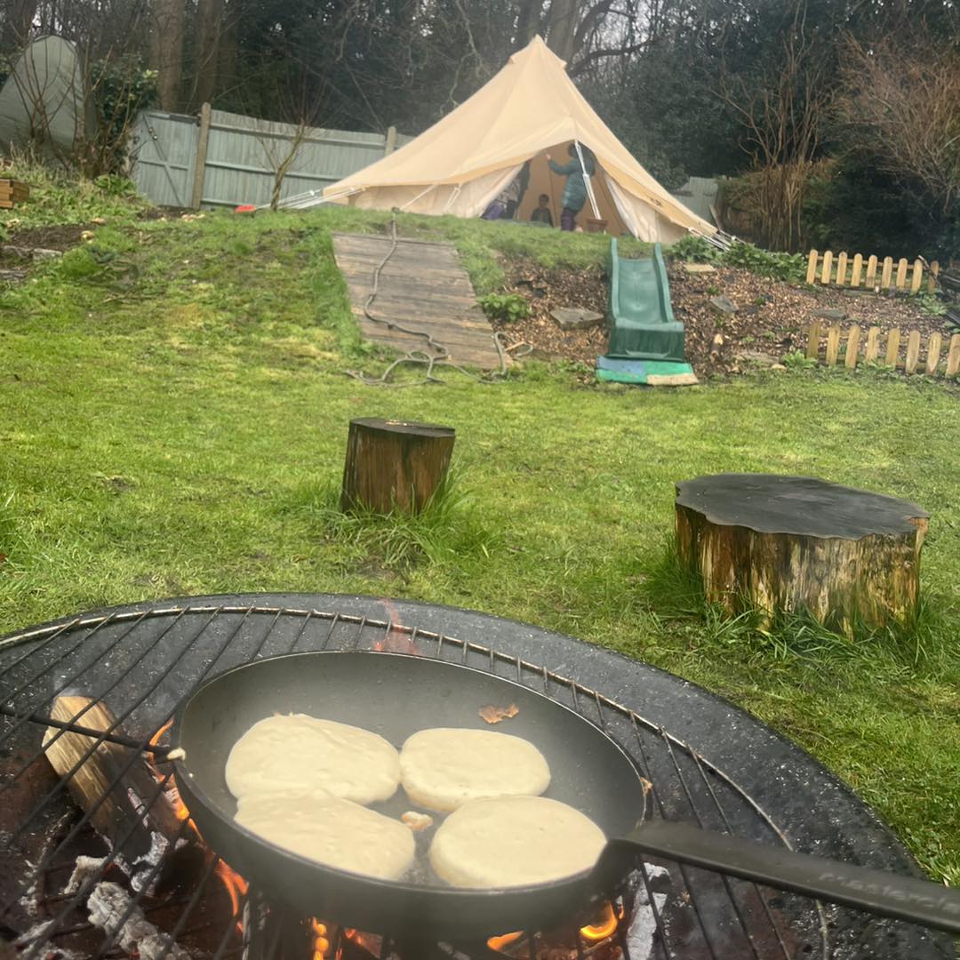 Cooking over the campfire