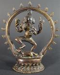 Tanzender Ganesha auf doppeltem Lotossockel, Attribute, Bronze, Indien Anfang 20.Jh., h. 17,5cm