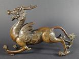 Bronzefigur Fabelwesen / Drache, Bronze, China 19./20.Jh., h. 15cm, l. 21cm    Mindestpreis: 120