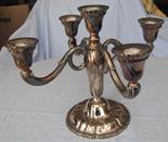 Five-armed chandelier. Marked Wilkens. 835 silver.  897 grams gross. Filled foot. 25 cm high. In