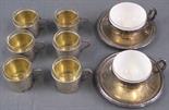 10 pieces of silver. 1906-1920.  443 grams of silver. The two cups with saucers silver 800 The 6