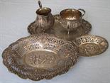 5 decorative pieces of silver. Up to 830 silver. 522 grams gross.  Up to 19 cm high. In used