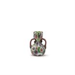 Toso, Fratelli, Murano  Henkelvase 'Murrine', um 1910  H. 7,8 cm. Farbloses Glas, aufgeschmolzene