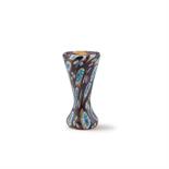 Toso, Fratelli, Murano  Vase 'Murrine', um 1910  H. 7,1 cm. Farbloses Glas, in diagonalen Bändern