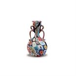 Toso, Fratelli, Murano  Henkelvase 'Murrine', um 1910  Kugelform mit schlankem Trompetenhals und