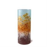 Daum Frères, Nancy  Vase 'Paysage d'automne', um 1905  Spitzovale Zylinderform. H. 30,4 cm.