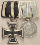 Bavaria  Mounted medalbar with 2 decorations.  1.) Prussia: Iron Cross, 1914, 2. class; 2.) Bavaria: