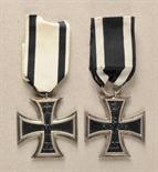 Prussia  Lot of 2 Iron Crosses, 1914, 2. class.  Each on ribbon.  Condition: II    Starting price: