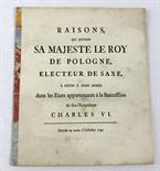 Französische Ausgabe datiert Dresden Oktober 1741  *RAISONS, qui portent SA MAJESTE LE ROY de