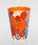 A Clarice Cliff Fantasque Bizarre beaker, of flaring straight sided form, Berries pattern, enamelled