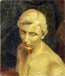Unframed, indistinctly signed with monogram, dated `36, 20th Century oil on canvas, head study of