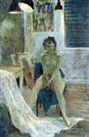 DOROTHY LOCKWOOD R.B.S.A., R.W.S. (b. 1903) Framed, signed, oil on board, portrait of a female nude,
