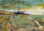 WYNTER? Framed, signed, dated `73, oil on board, extensive seascape at low tide, with single boat