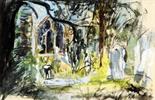 Attributed to JOHN PIPER (1903 - 1992) Framed, signed, watercolour and gouache on paper, showing