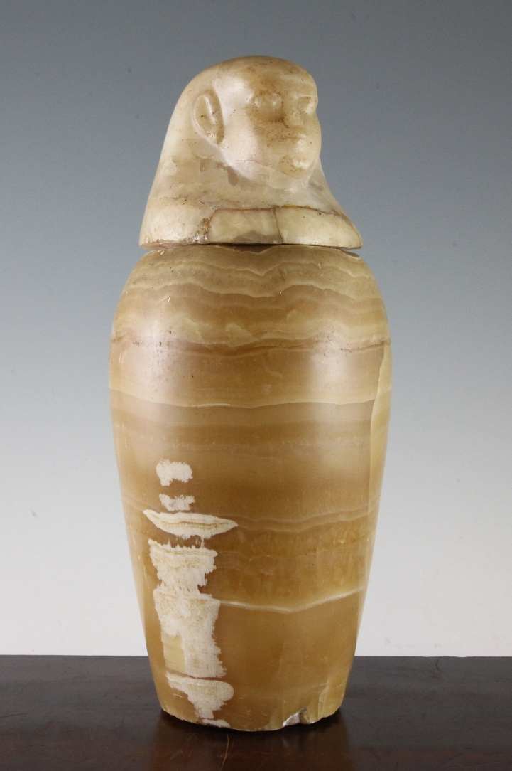 ancient Egyptian alabaster canopic jar Egyptian alabaster canopic jar