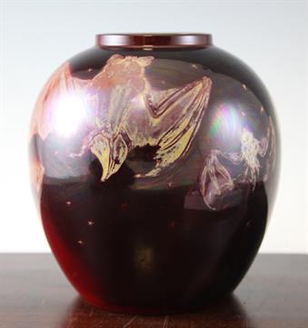 A Bernard Moore Flambe Bat Vase C 1910 Of Ovoid Form
