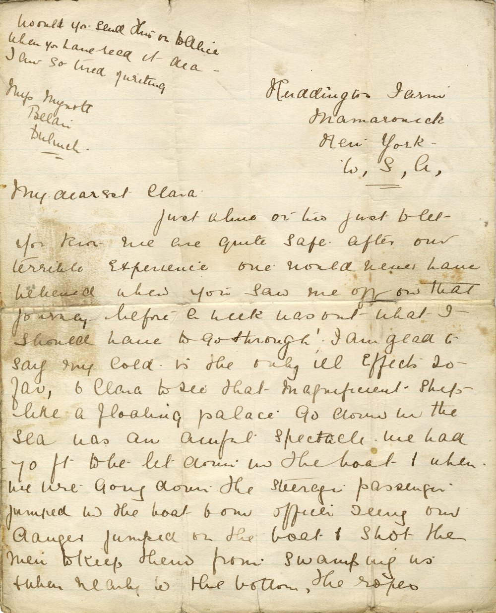 R.M.S. TITANIC Unique letter from Second Class passenger and survivor