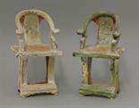 A pair of earthenware Tomb Chairs,   AFC  Ming dynasty (1368-1644), with horseshoe frame and