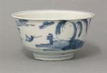 A rare Tea Bowl,  AFC mark and period of Tianqi (1621-1627), painted with lake scenes with boats,