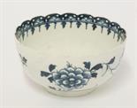 A rare Worcester blue and white `Scalloped Peony` Bowl,c.1765-1770, border no. 31, unmarked,12cm