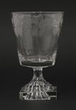 A Rummer,late 18th century, the bucket bowl engraved with a band of fruiting foliage on a square