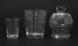 A small Lynn Tumbler,c.1770, of tapering cylindrical shape with moulded horizontal bands,6.8cm