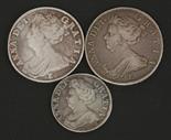 Queen Anne, two halfcrowns, one engraved on reverse in angles EH over LM Edinburgh 1707, SEXTO, and