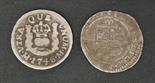 Charles II, silver twopence 1660-1685, and a Mexican half real 1746 (2)