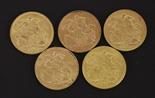 Edward VII - George V, gold sovereigns, comprising one Melbourne Mint 1918, one Perth 1908, two Sydn