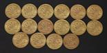 Edward VII, gold half sovereigns 1906 and 1910, and George V gold half sovereigns, eleven x 1912,