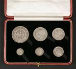 George V, six coin proof set 1927, wreath crown to threepence, in original fitted case of issue,