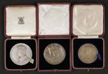 British Commemorative, three silver official Coronation medallions 1902, 1922 and 1937, 5.6cm, 5cm