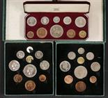 George VI, two Festival of Britain ten coin proof sets 1951, crown to farthing, and a Elizabeth II t